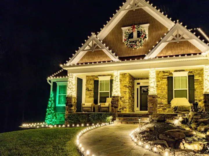 Classic Warm White Elegance - Residential Christmas Lighting